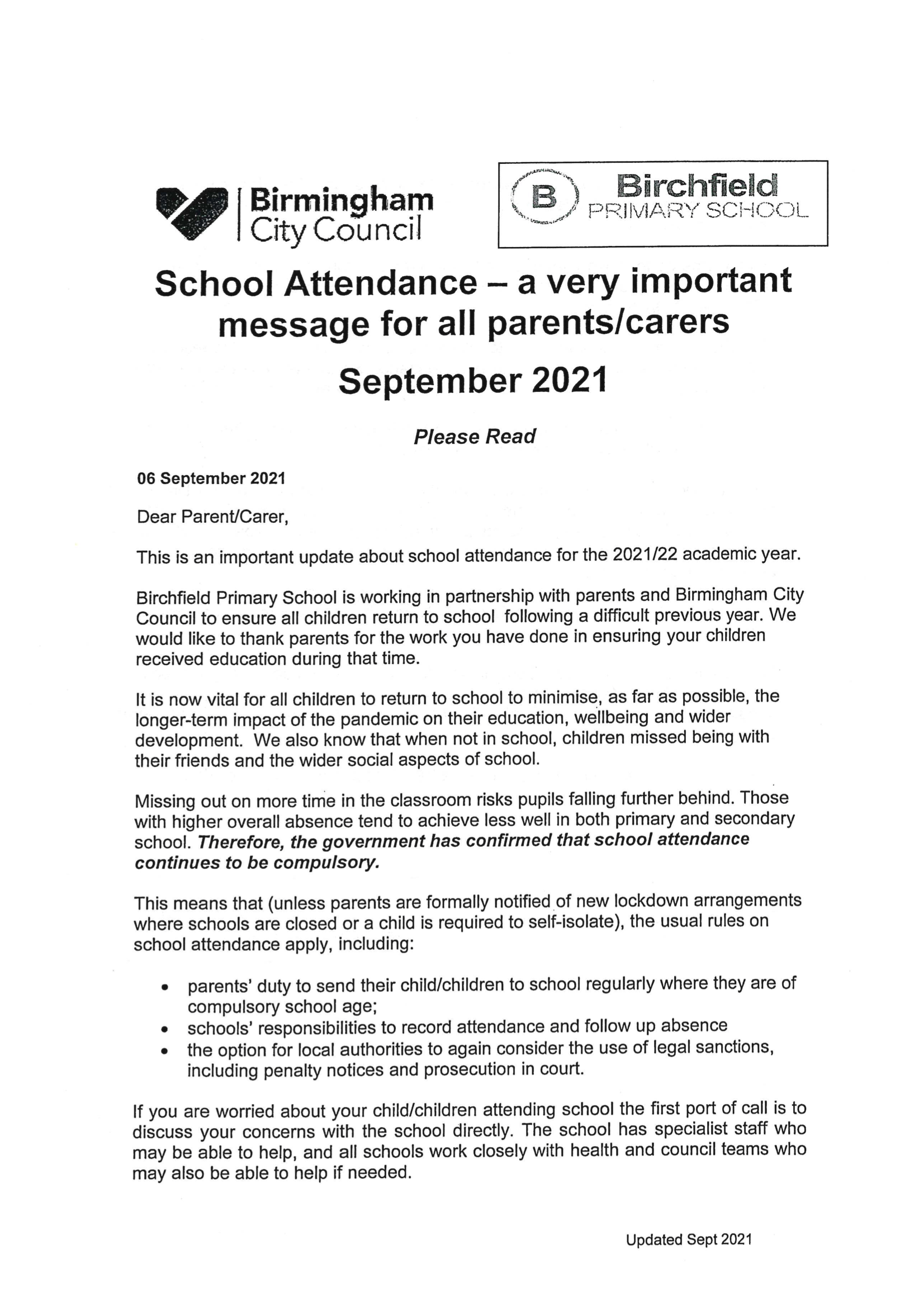 School attendance Sept 2021a