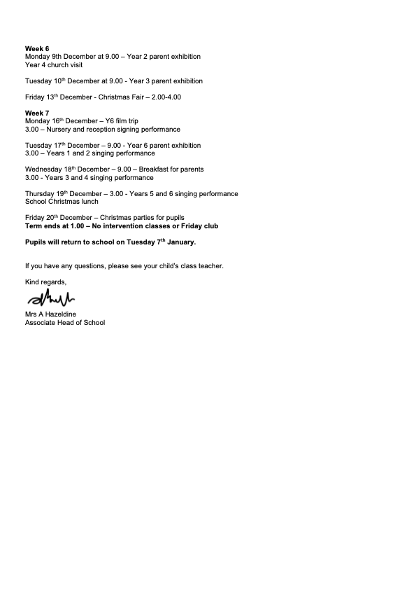 Autumn 2 Dates for parents 2